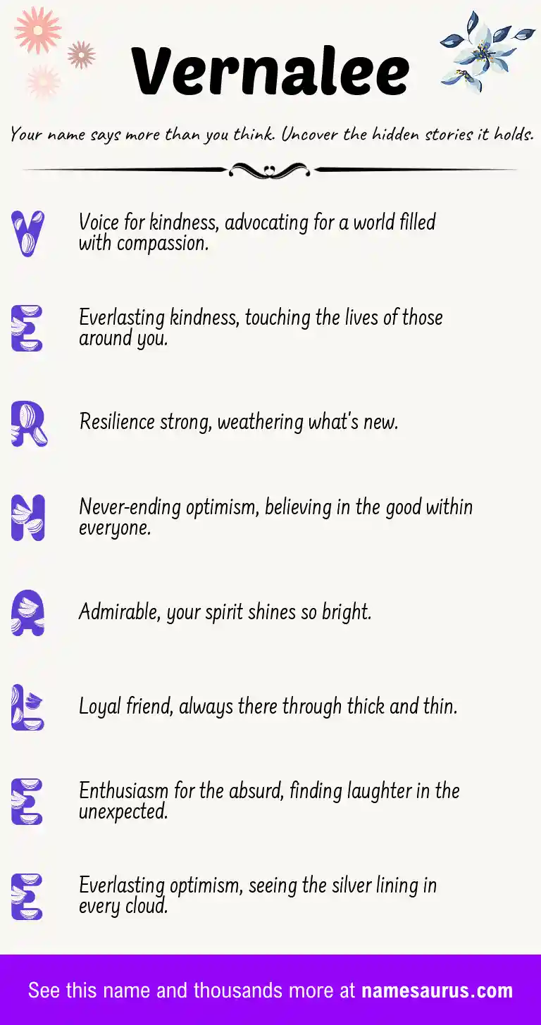 Acrostic poem about Vernalee.