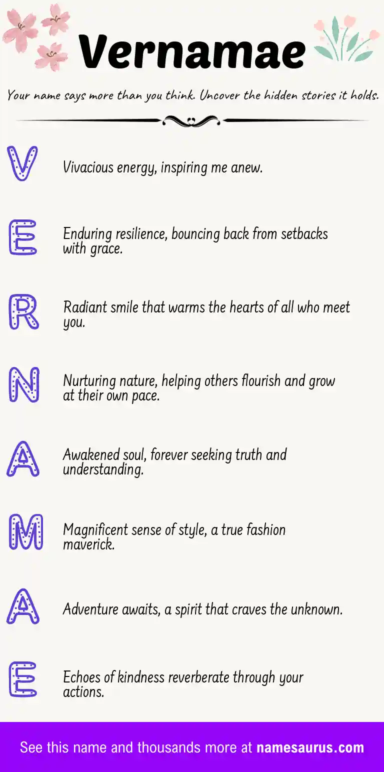 Acrostic poem about Vernamae.