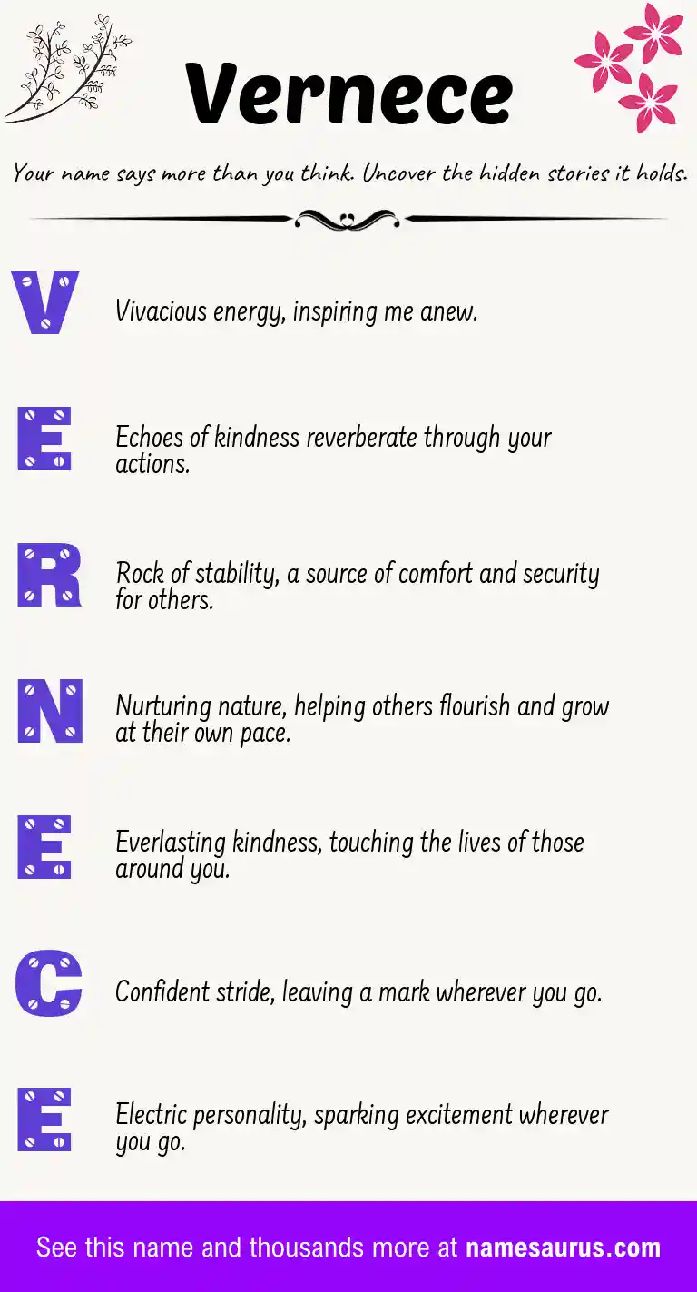 Acrostic poem about Vernece.