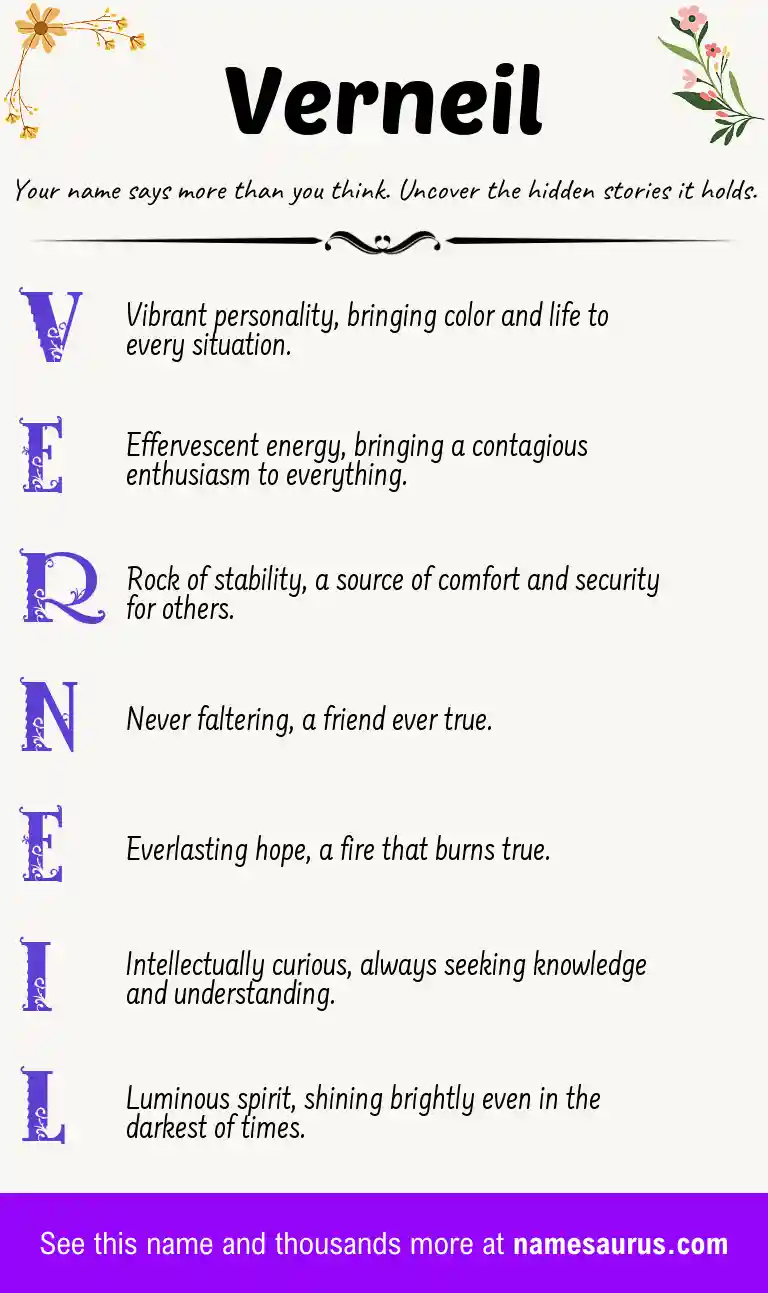 Acrostic poem about Verneil.