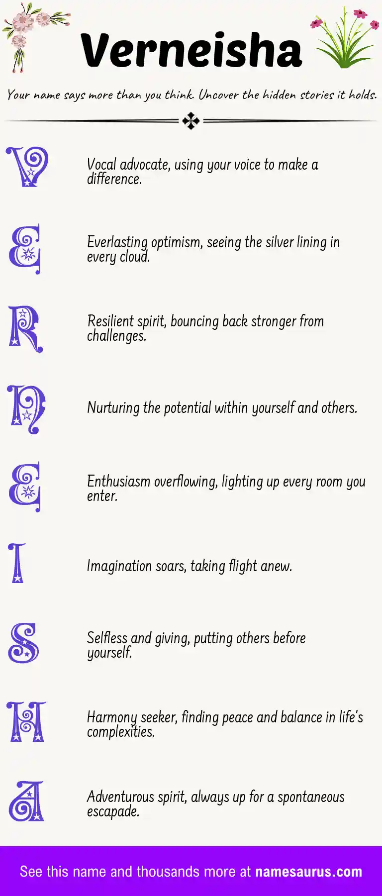 Acrostic poem about Verneisha.