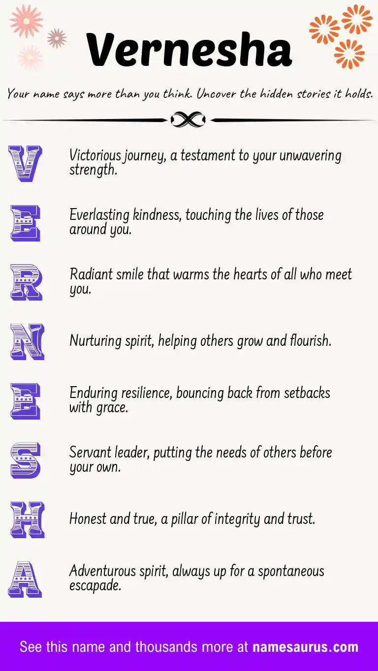 Acrostic poem about Vernesha.