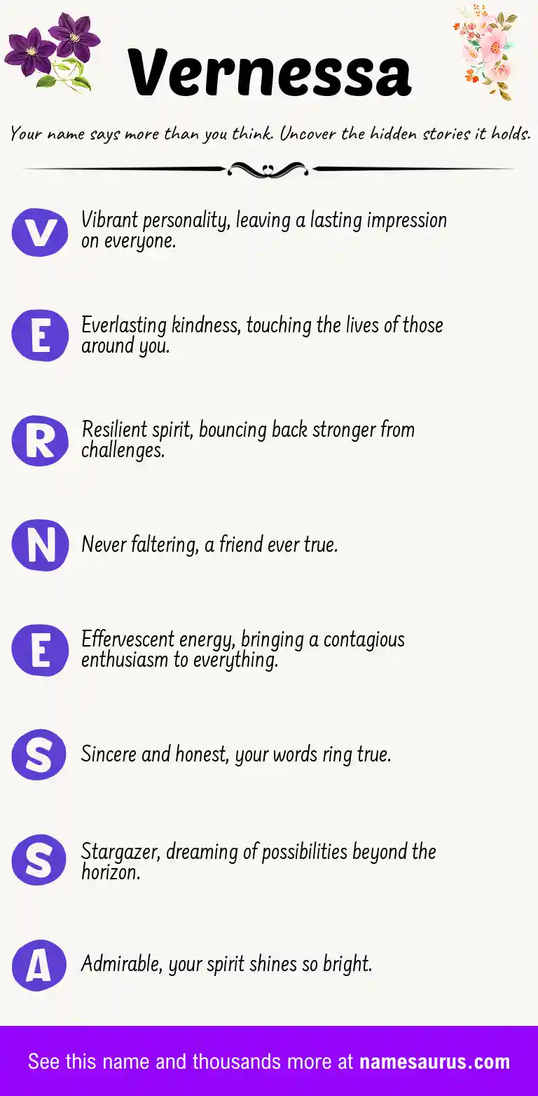 Acrostic poem about Vernessa.