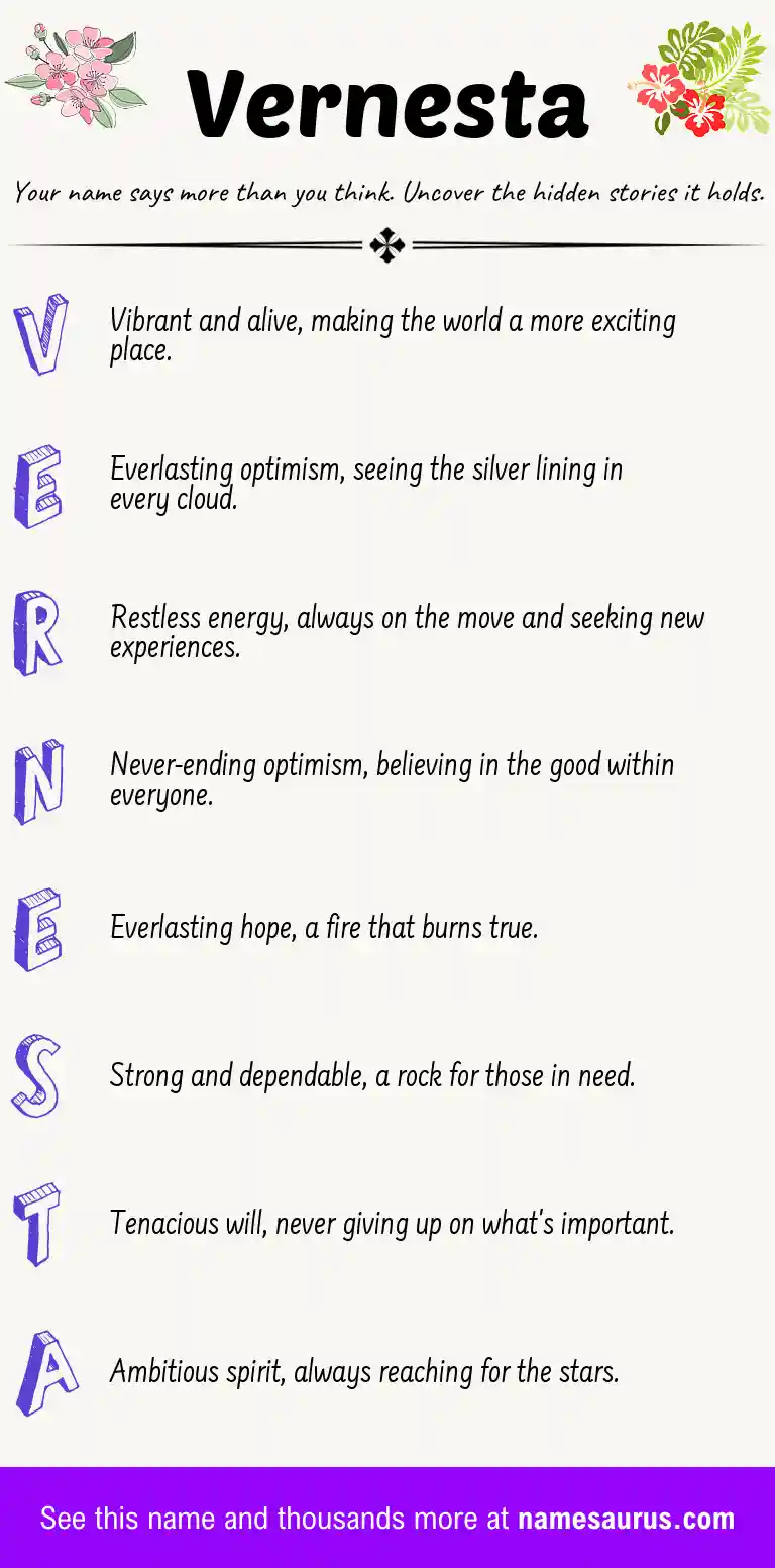 Acrostic poem about Vernesta.