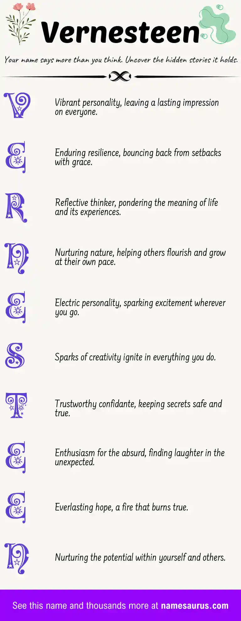 Acrostic poem about Vernesteen.