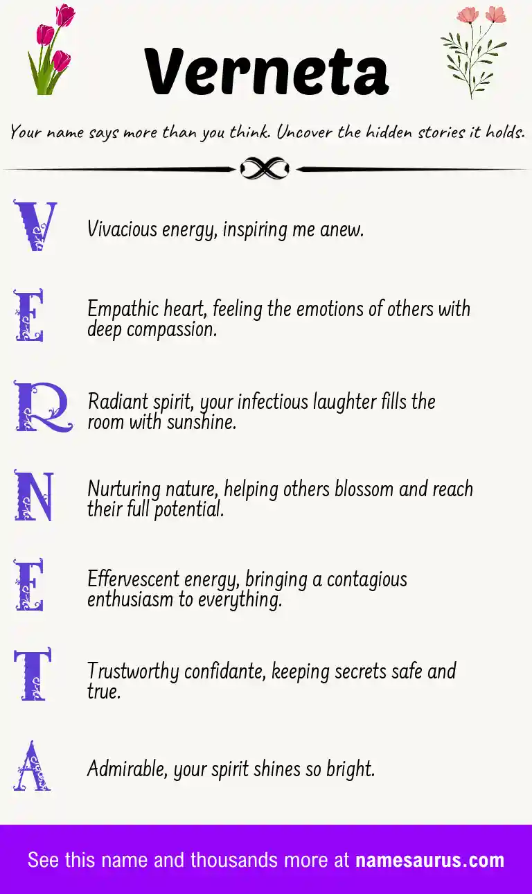Acrostic poem about Verneta.