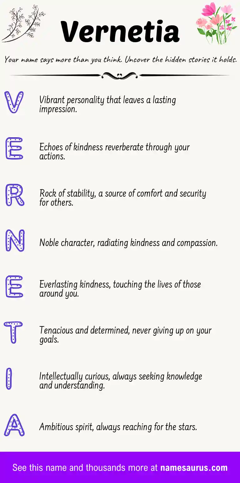 Acrostic poem about Vernetia.