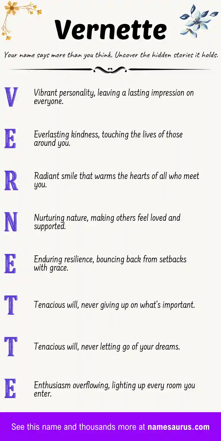 Acrostic poem about Vernette.