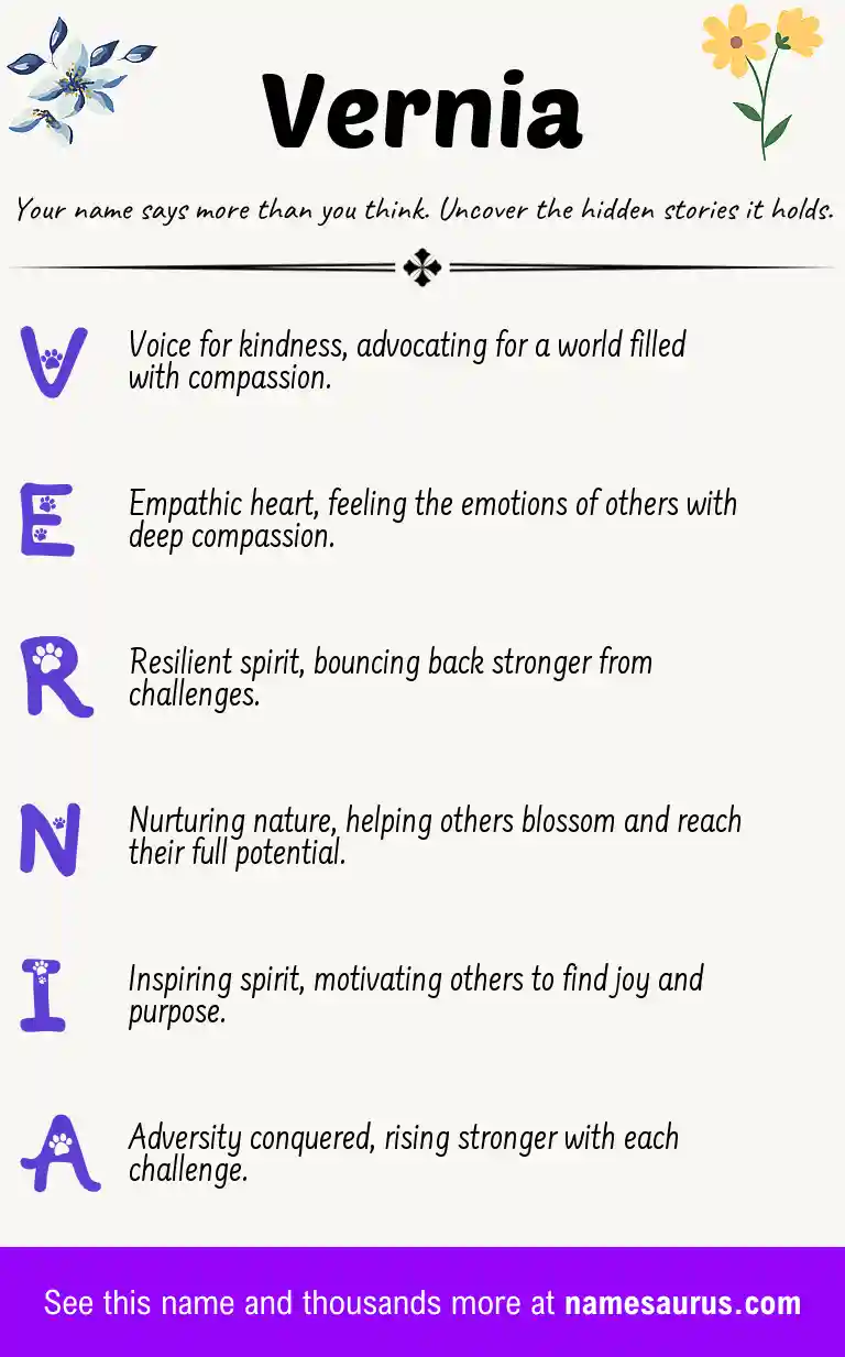 Acrostic poem about Vernia.