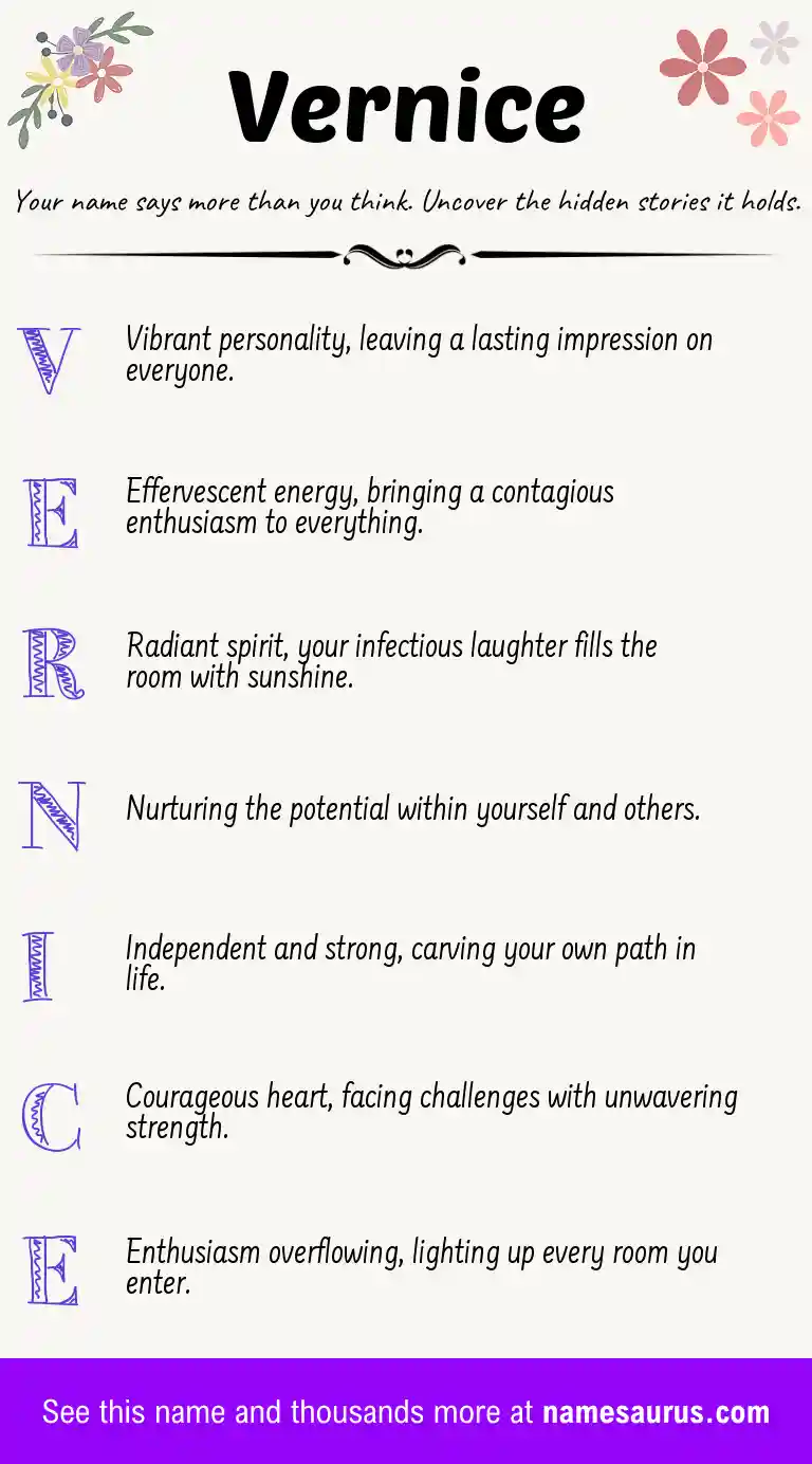 Acrostic poem about Vernice.