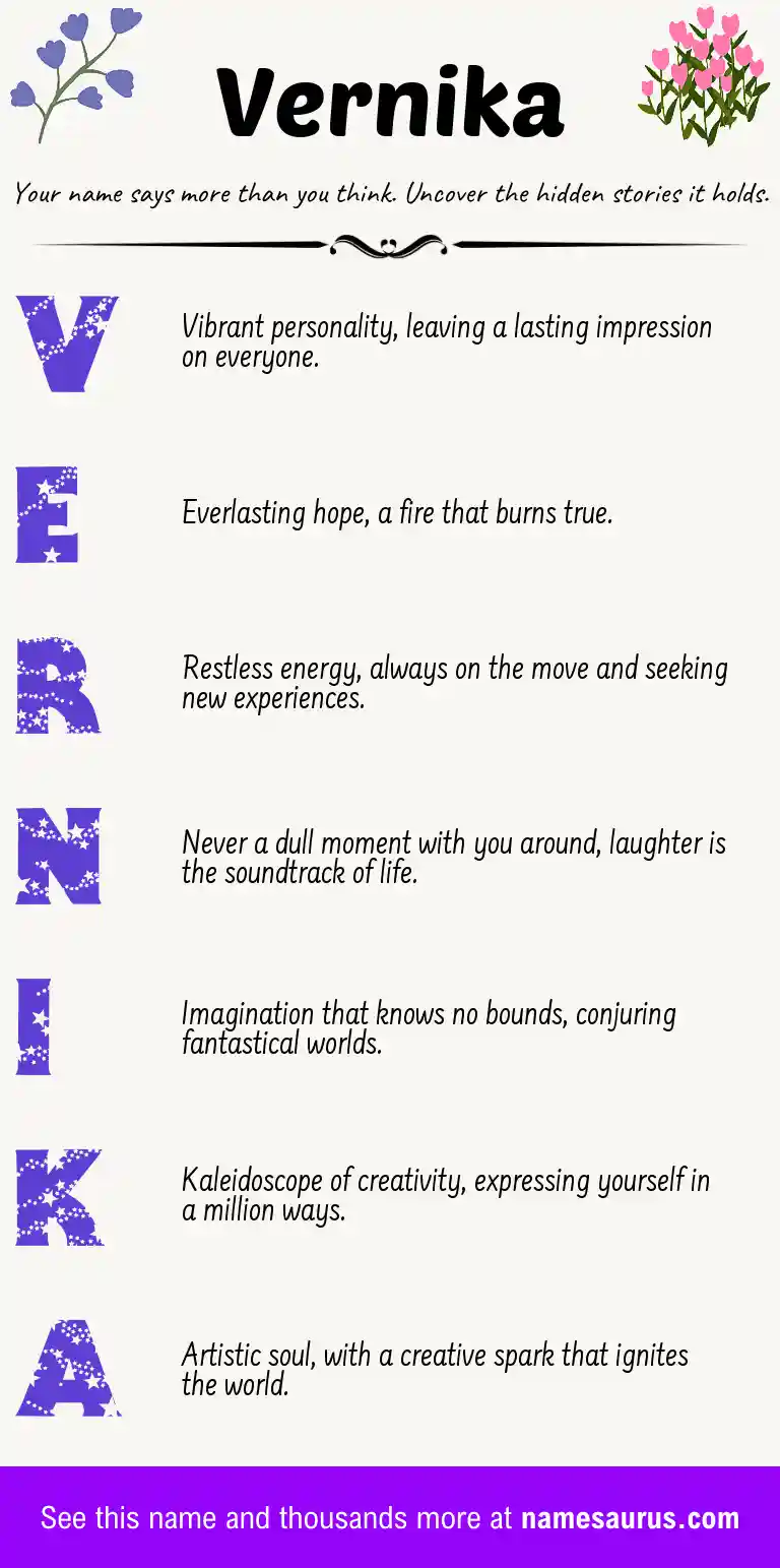 Acrostic poem about Vernika.