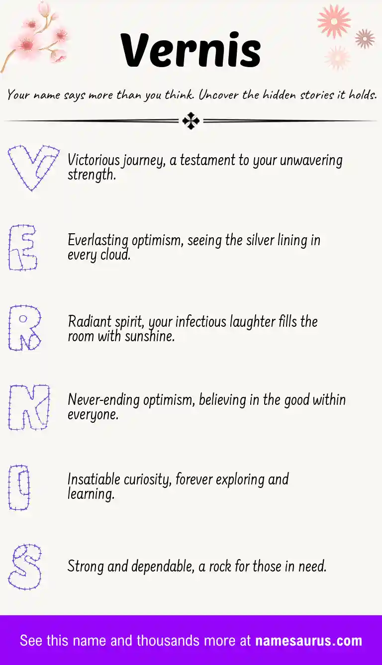 Acrostic poem about Vernis.