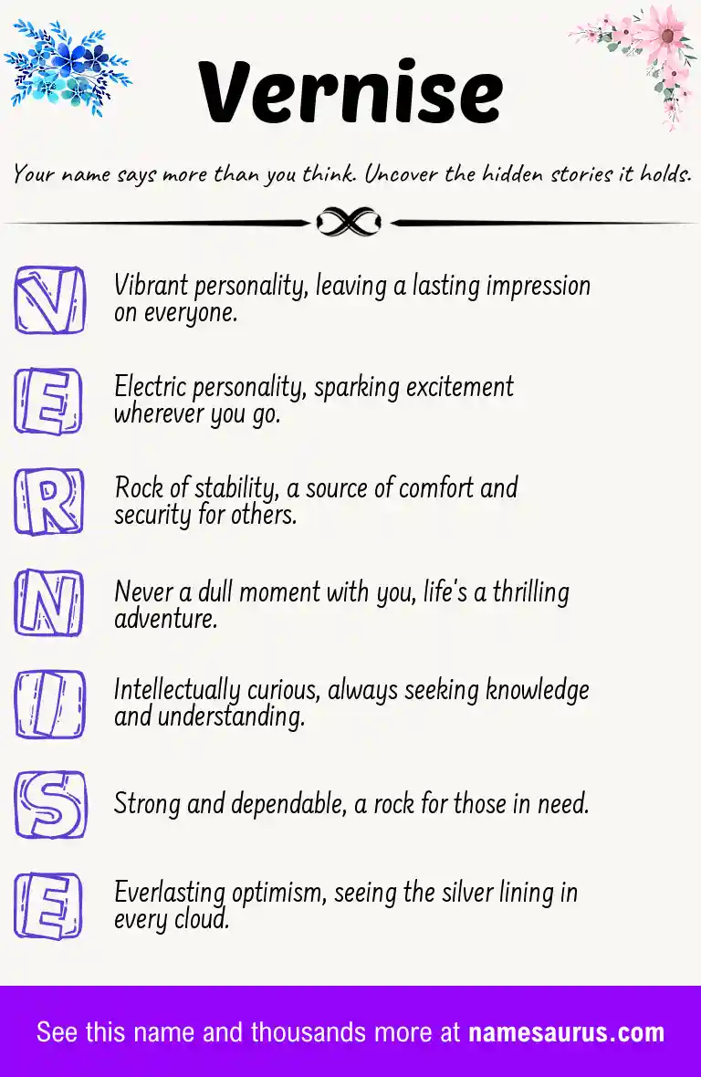 Acrostic poem about Vernise.