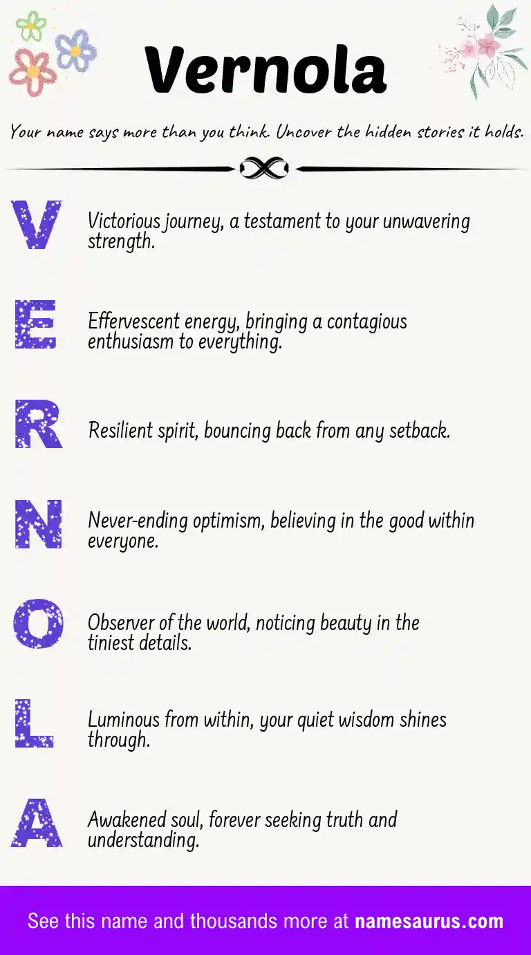 Acrostic poem about Vernola.
