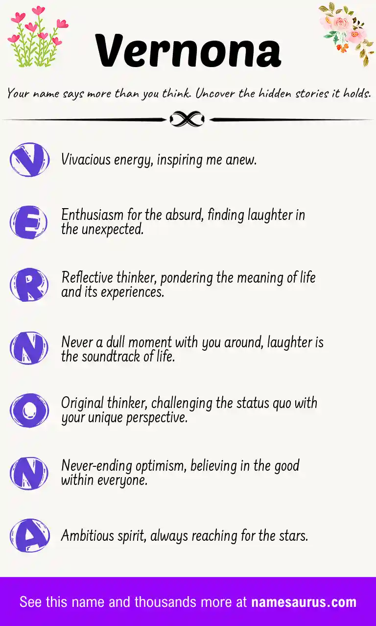 Acrostic poem about Vernona.