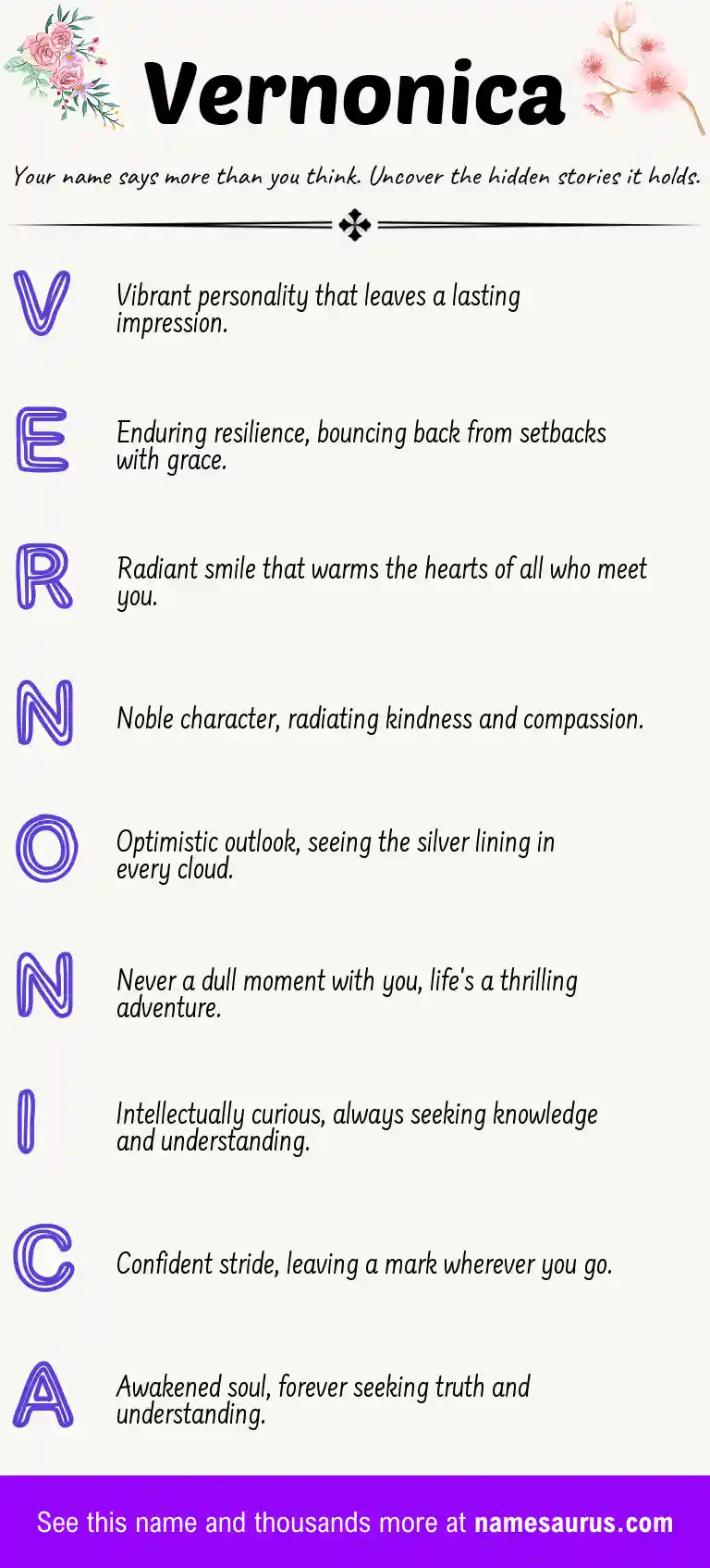 Acrostic poem about Vernonica.