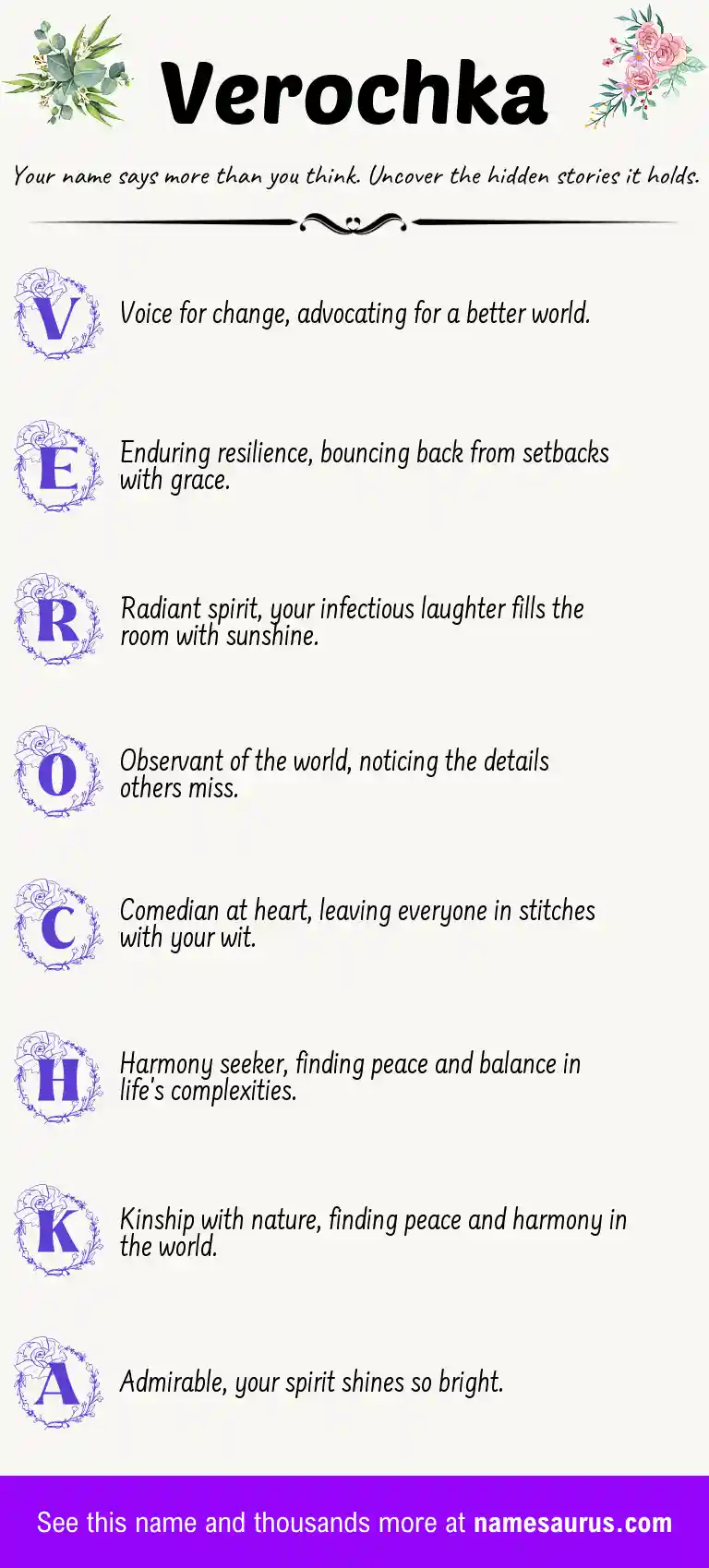 Acrostic poem about Verochka.