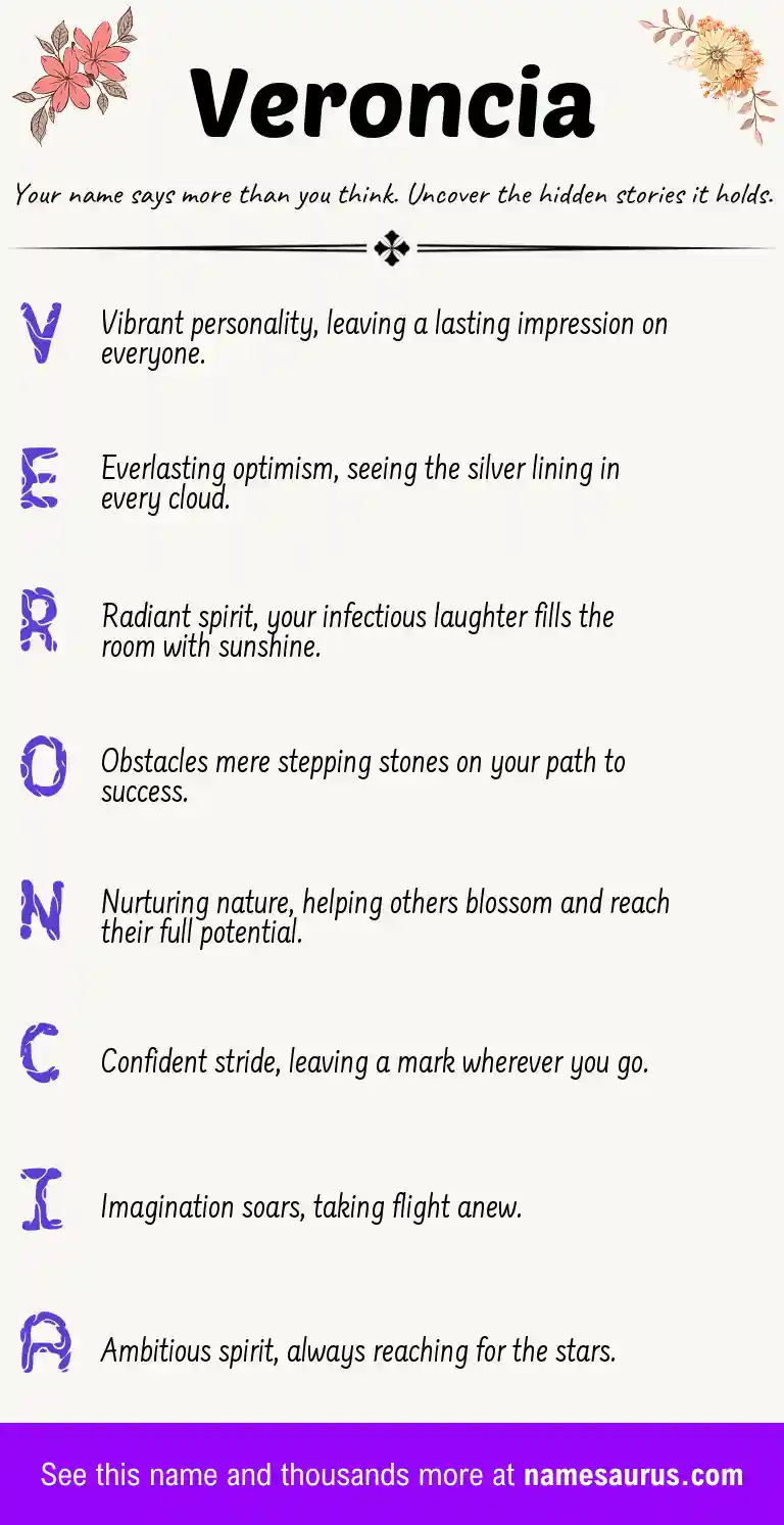 Acrostic poem about Veroncia.
