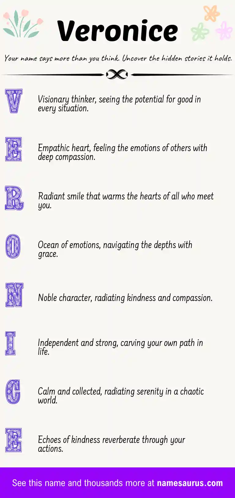Acrostic poem about Veronice.