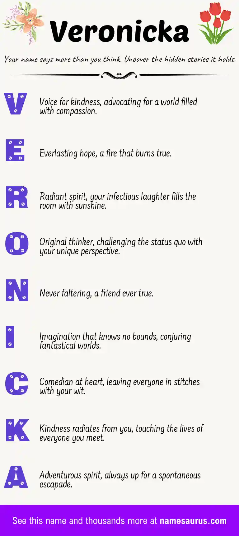 Acrostic poem about Veronicka.