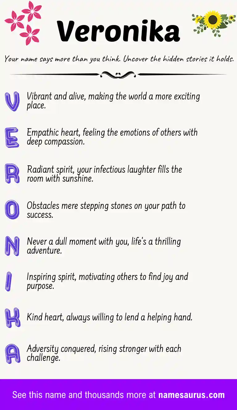 Acrostic poem about Veronika.
