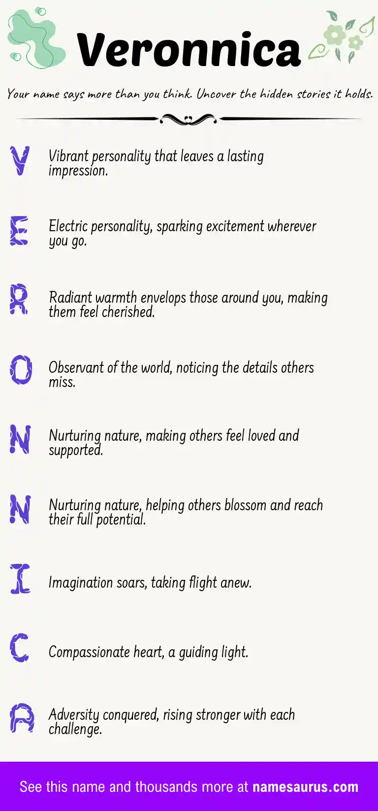 Acrostic poem about Veronnica.