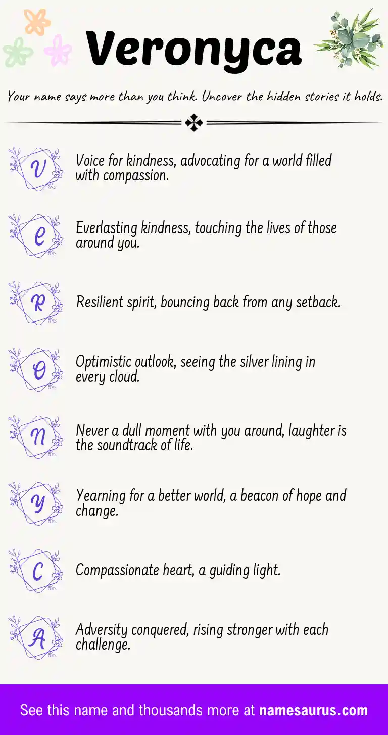 Acrostic poem about Veronyca.