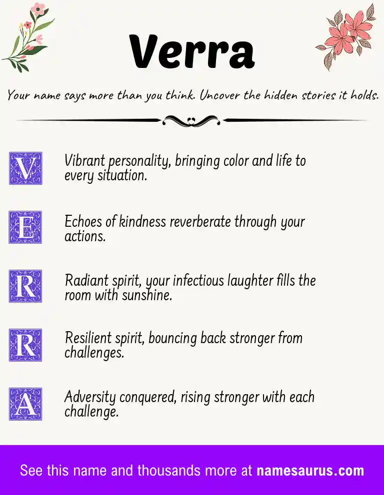 Acrostic poem about Verra.