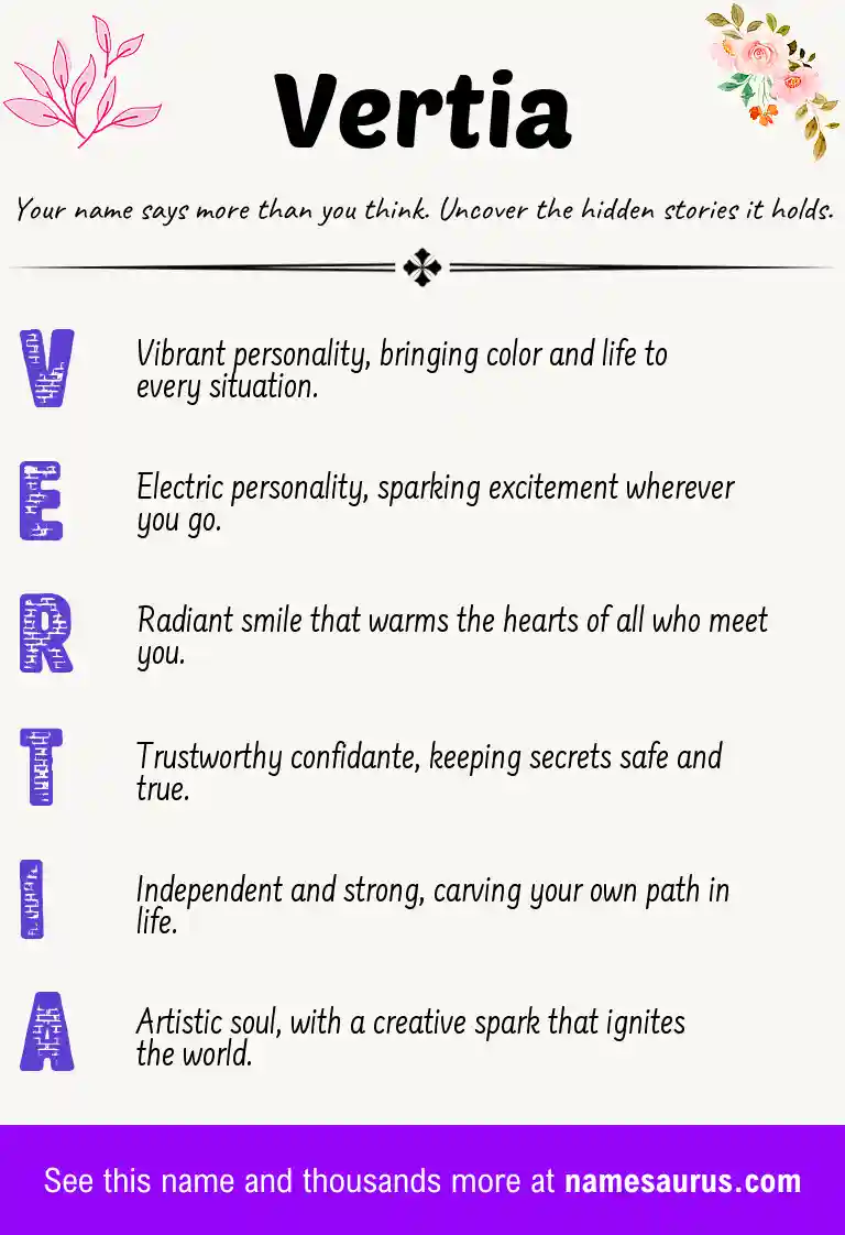 Acrostic poem about Vertia.