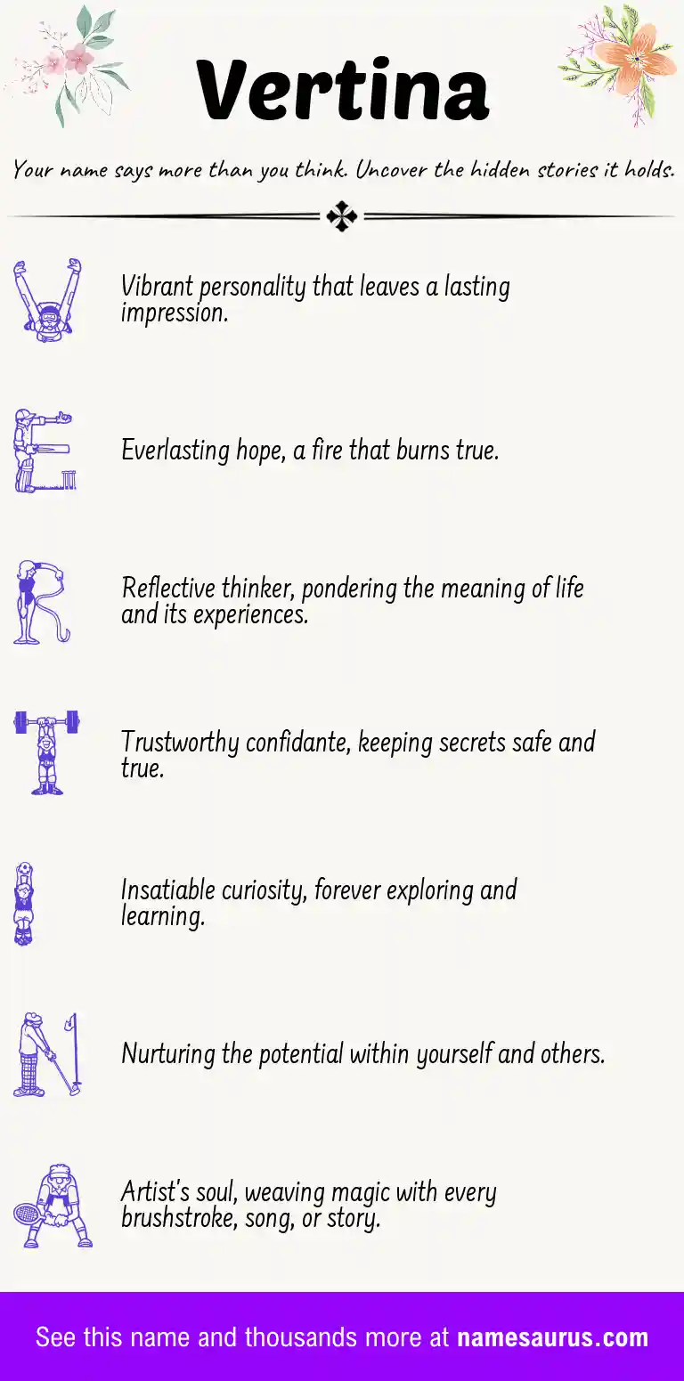 Acrostic poem about Vertina.