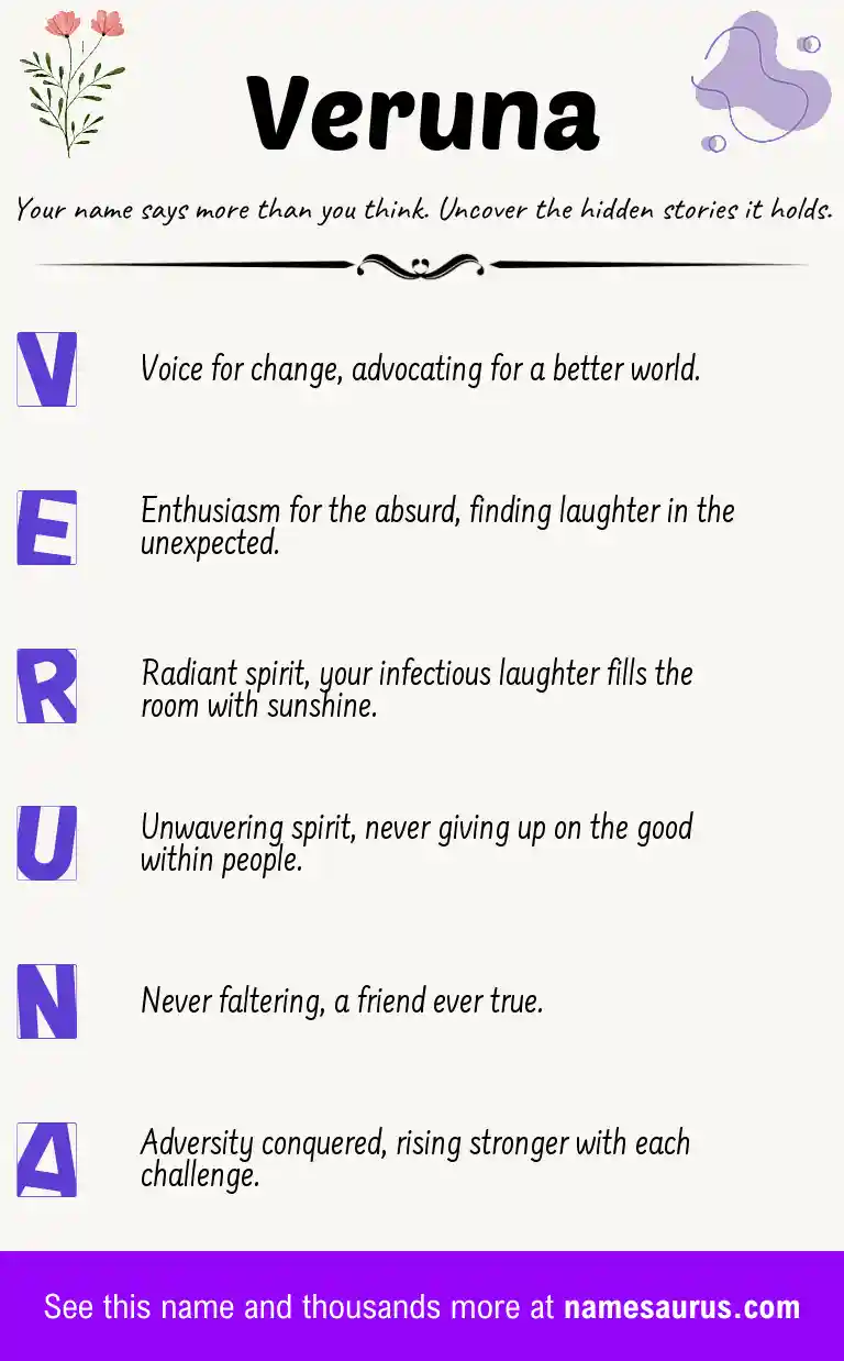 Acrostic poem about Veruna.