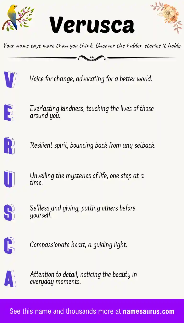 Acrostic poem about Verusca.
