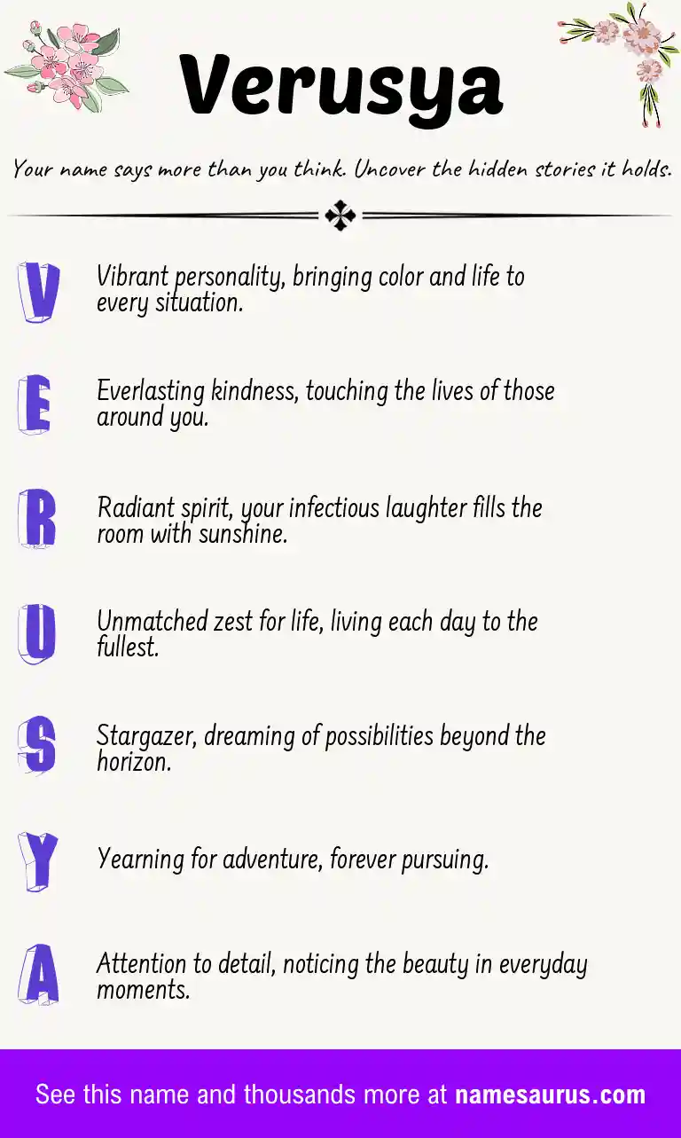 Acrostic poem about Verusya.