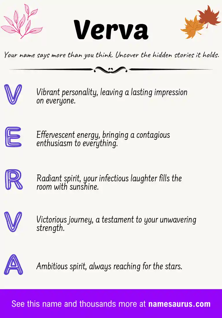 Acrostic poem about Verva.