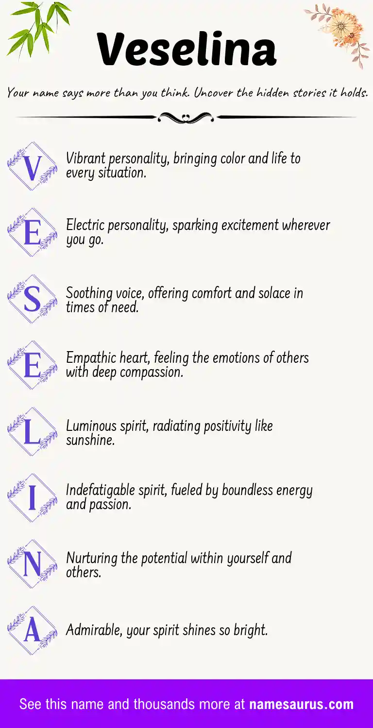Acrostic poem about Veselina.