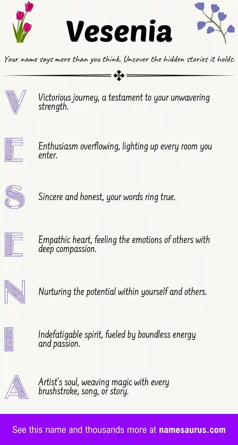 Acrostic poem about Vesenia.