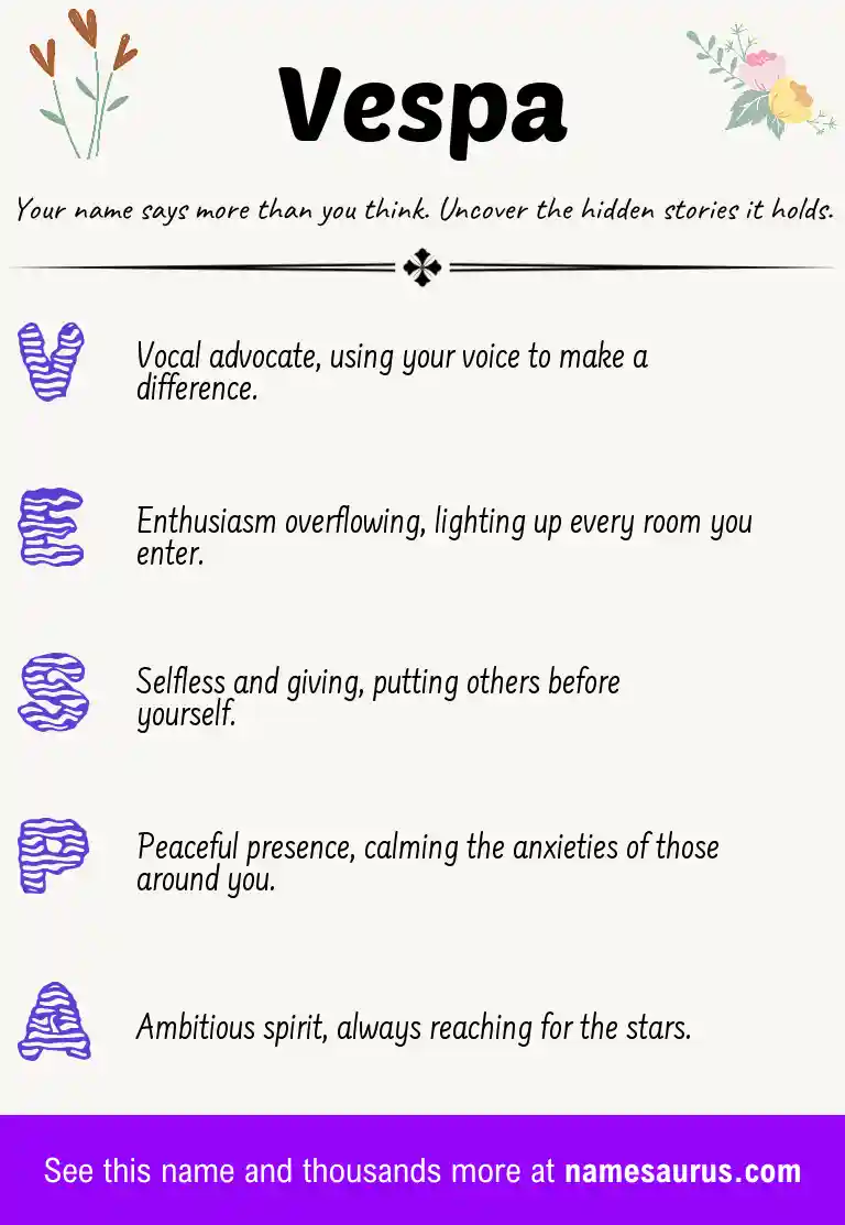 Acrostic poem about Vespa.