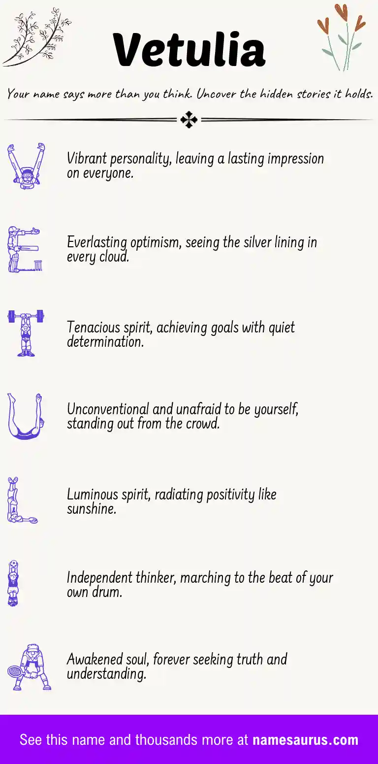 Acrostic poem about Vetulia.