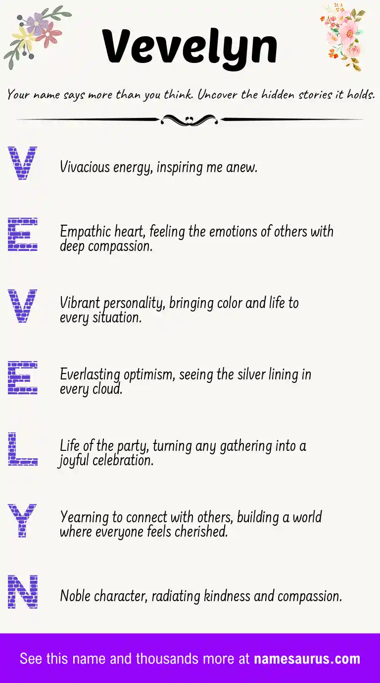 Acrostic poem about Vevelyn.