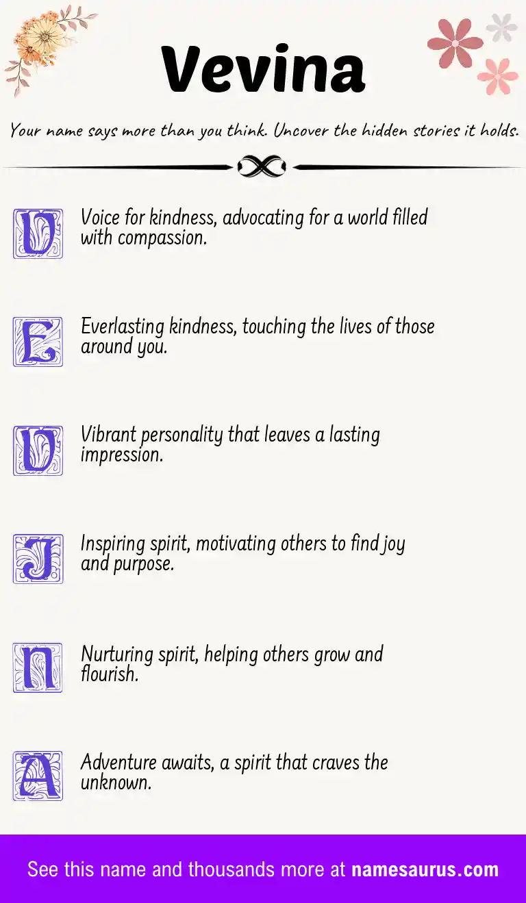 Acrostic poem about Vevina.