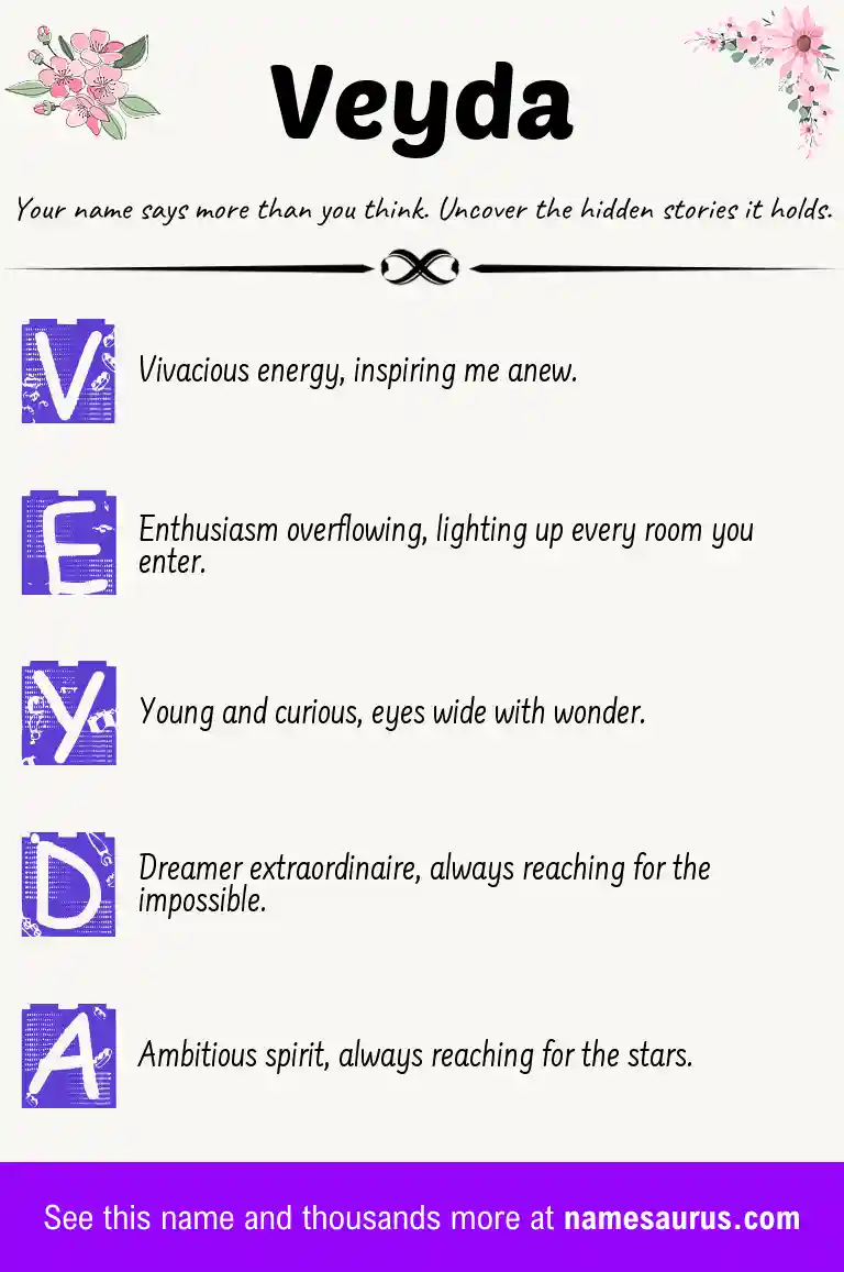 Acrostic poem about Veyda.