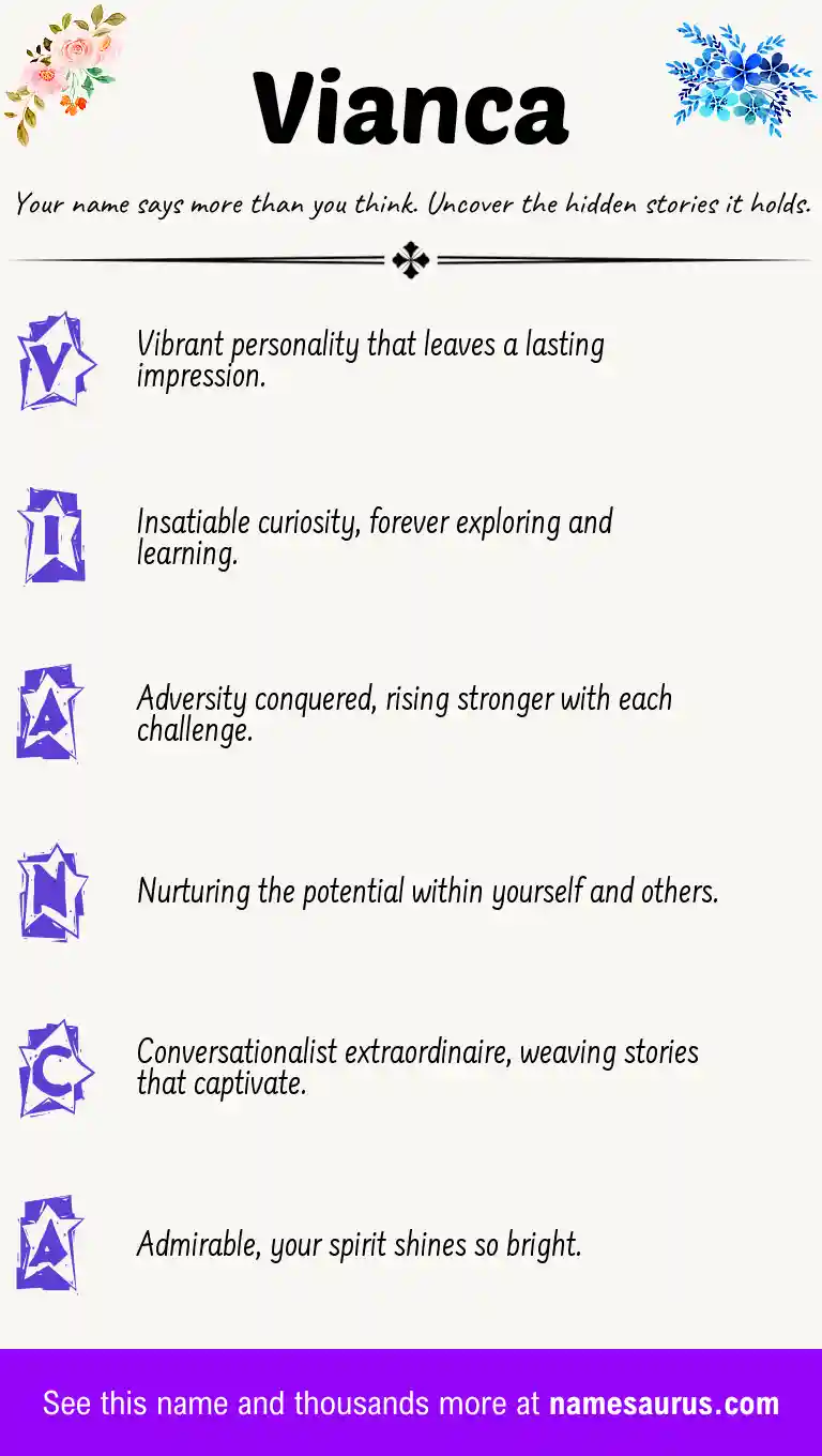 Acrostic poem about Vianca.