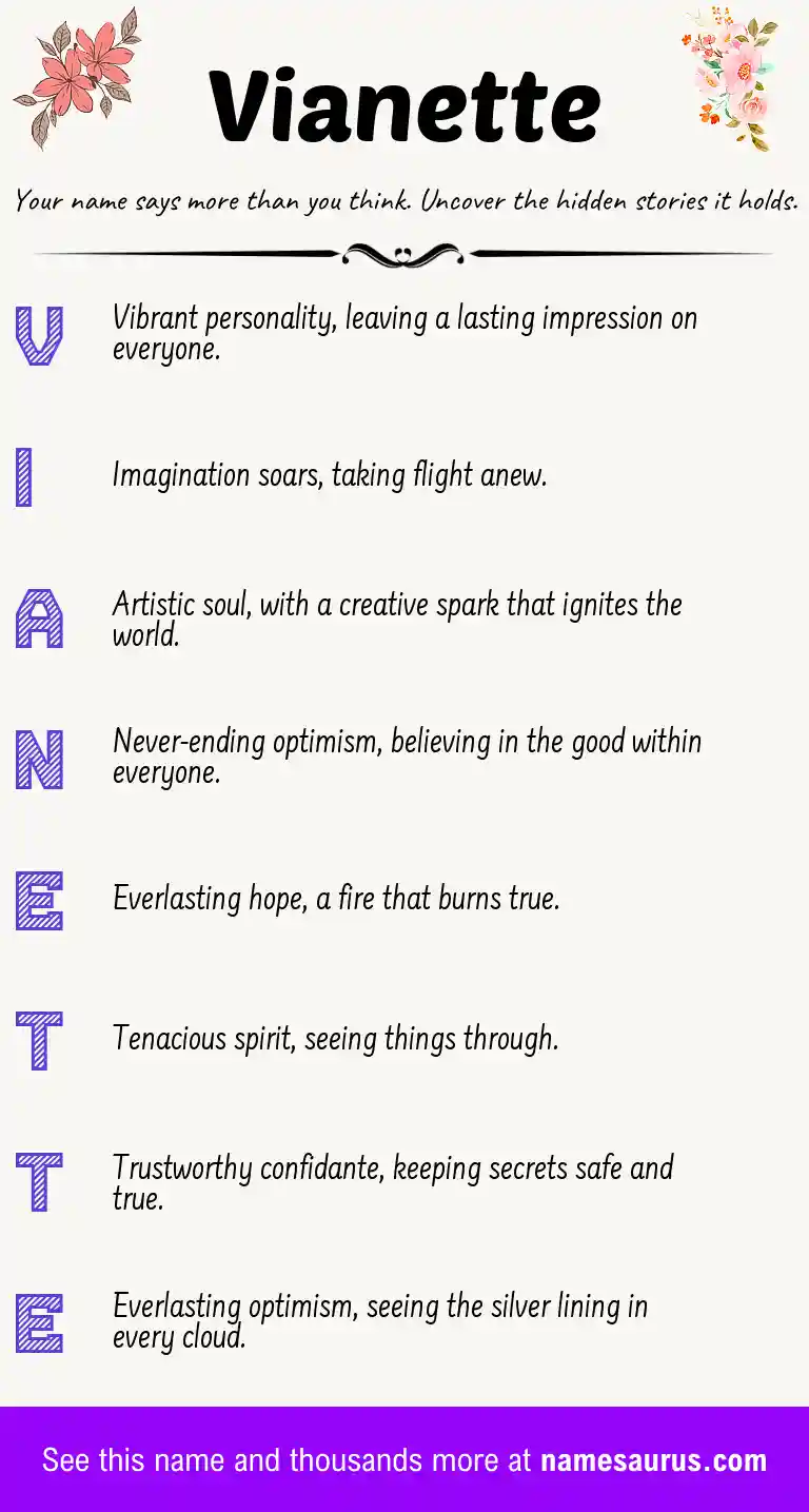 Acrostic poem about Vianette.