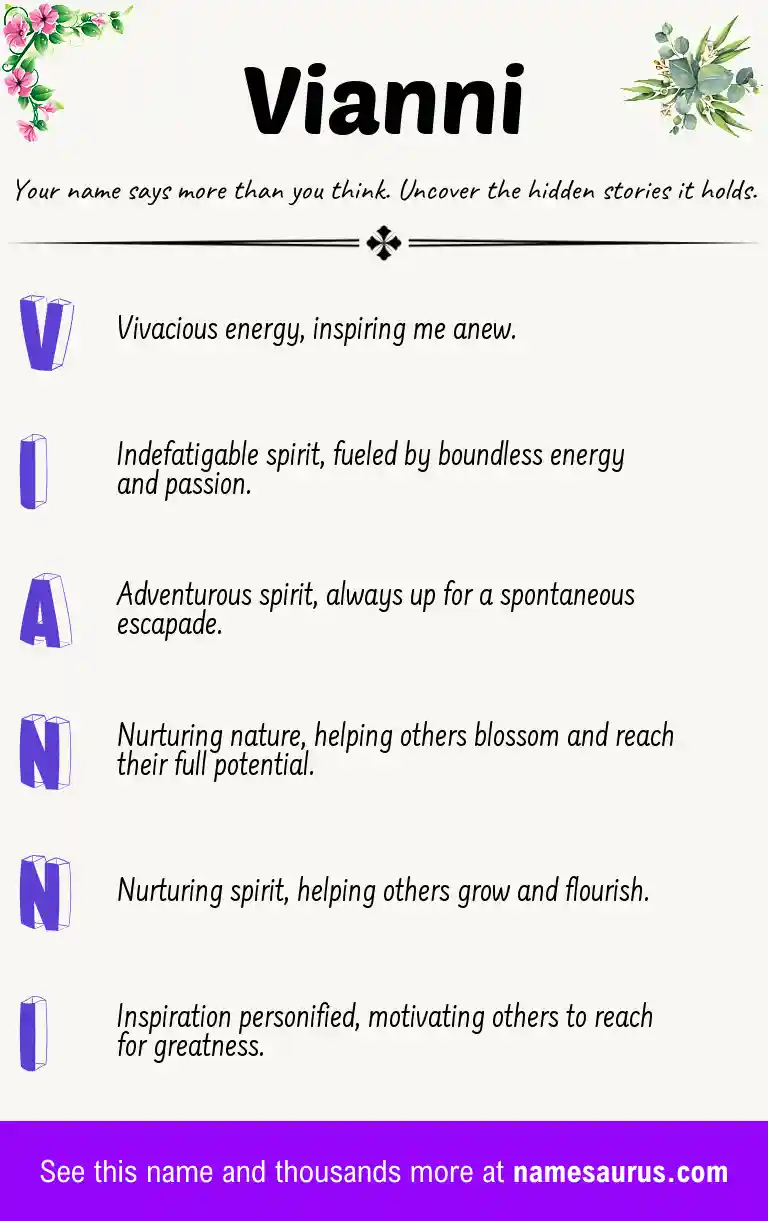 Acrostic poem about Vianni.