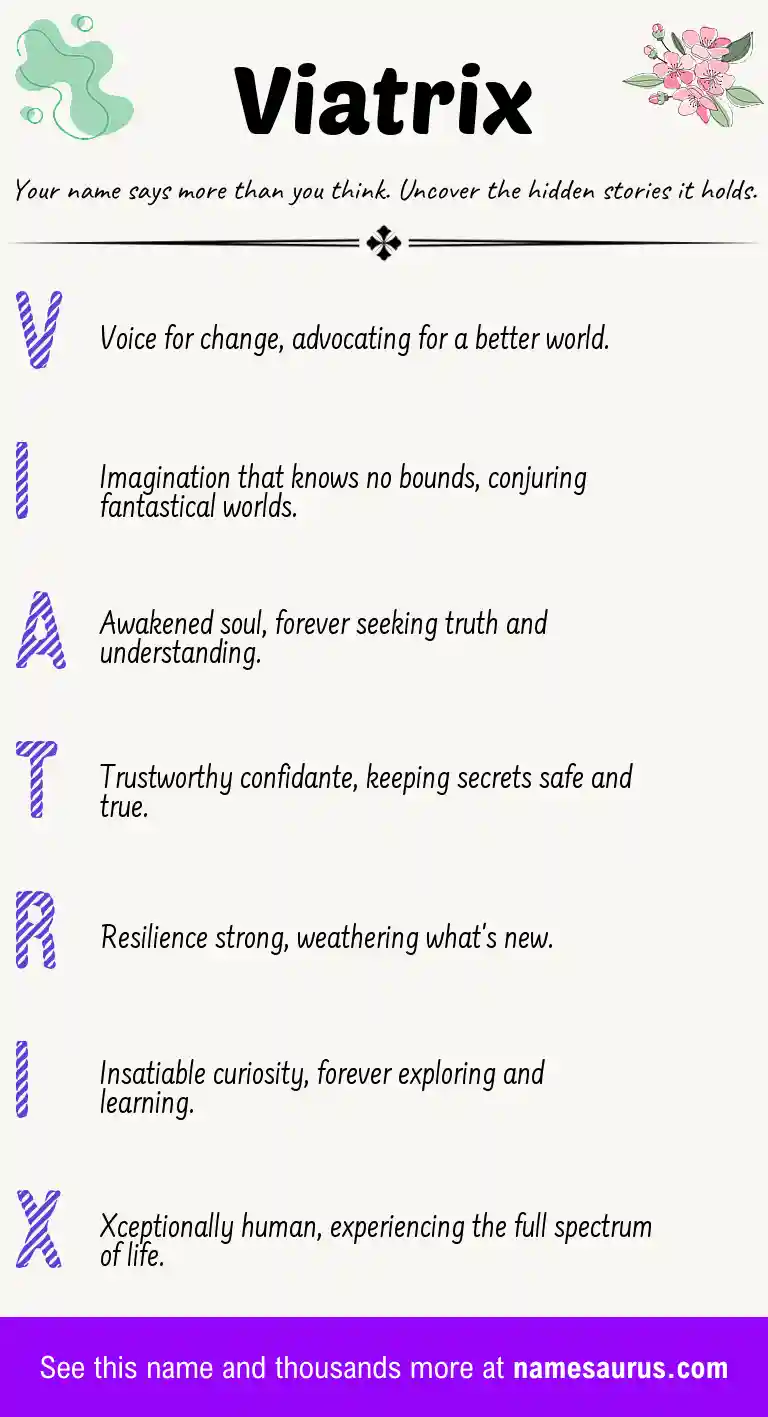 Acrostic poem about Viatrix.