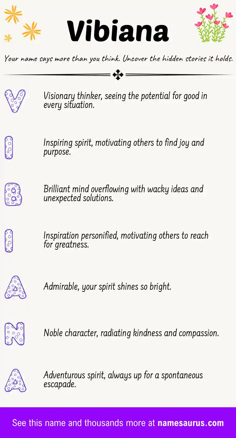 Acrostic poem about Vibiana.