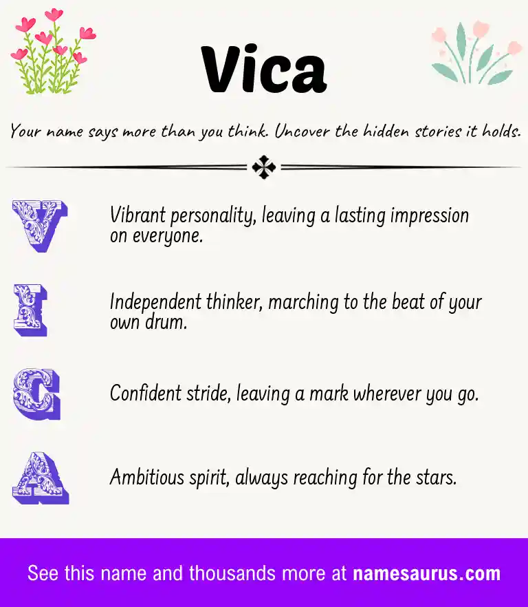 Acrostic poem about Vica.