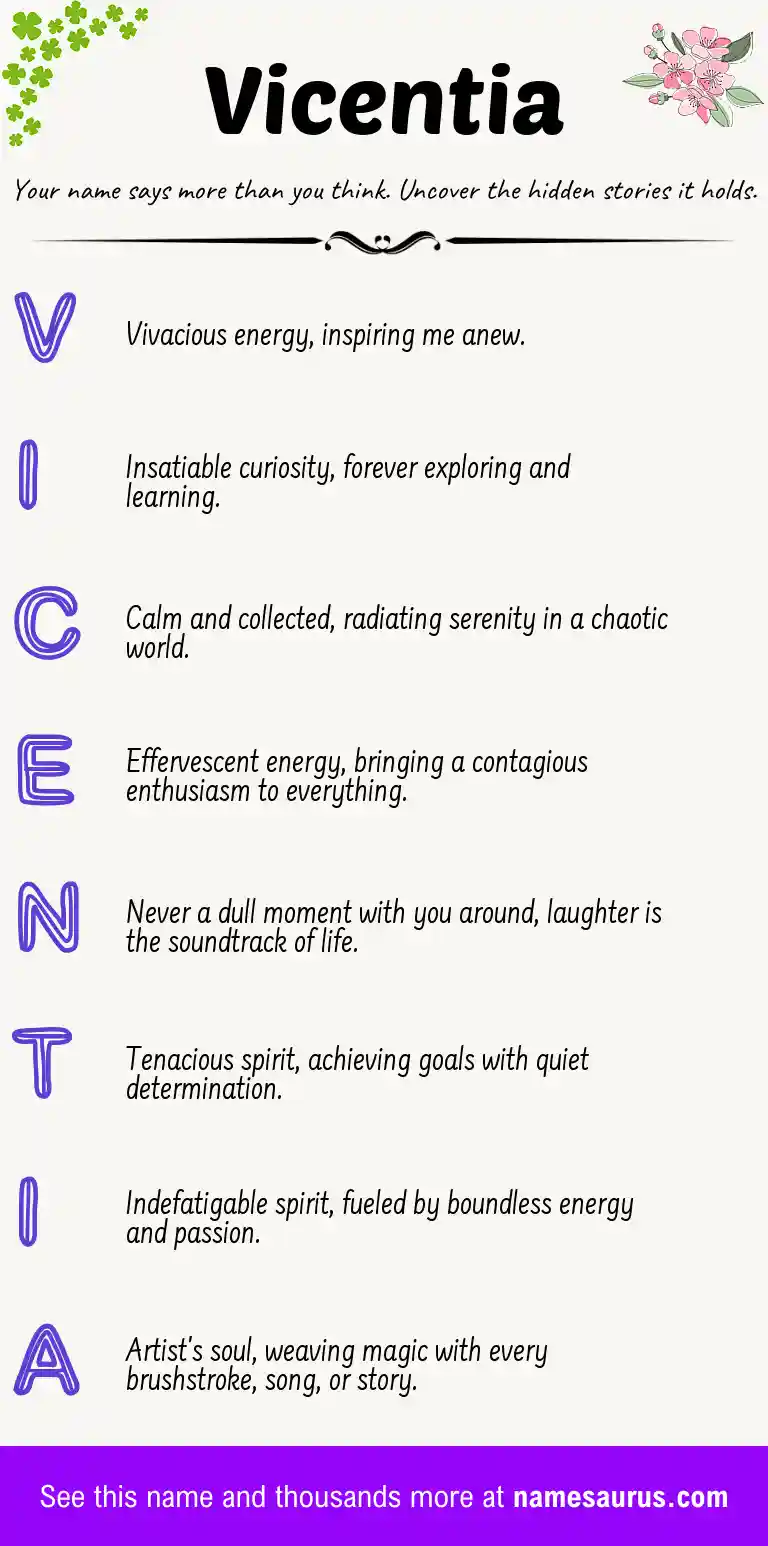 Acrostic poem about Vicentia.