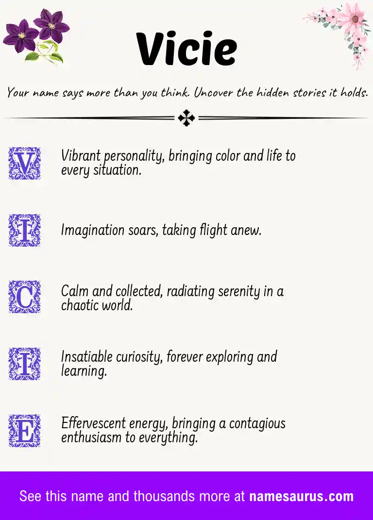 Acrostic poem about Vicie.