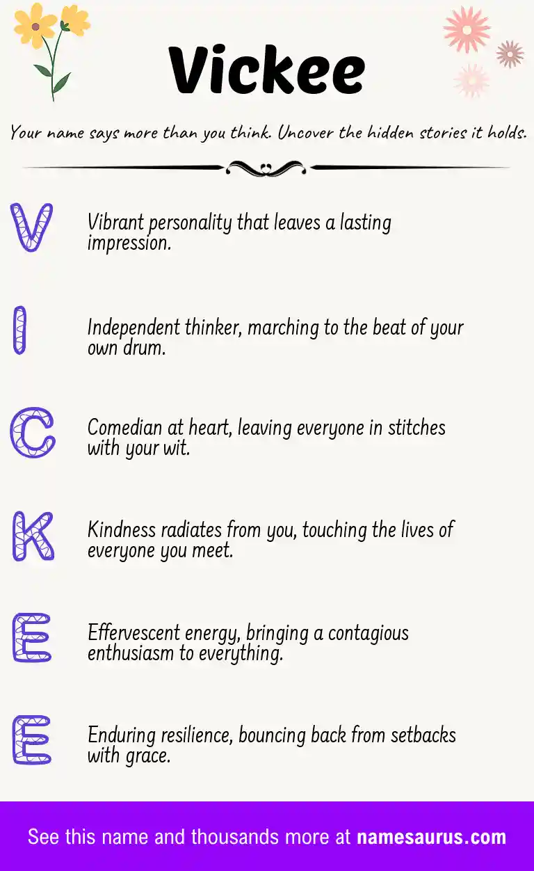 Acrostic poem about Vickee.